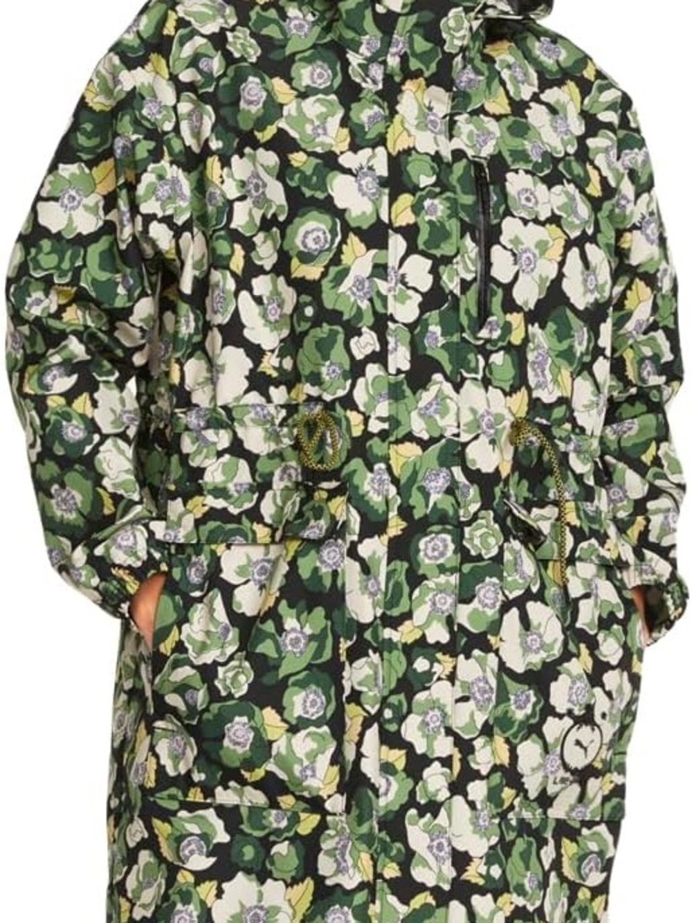 Puma x Liberty Women's Green Floral Hooded Rain Jacket-NWT-Size XL